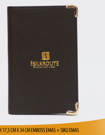 BUKU MENU COVER KULIT EMBOSS EMAS + SIKU EMAS ( CUSTOM)