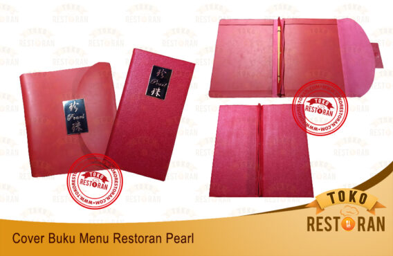 Cover menu kulit + logo plat hitam emas + jilid baut