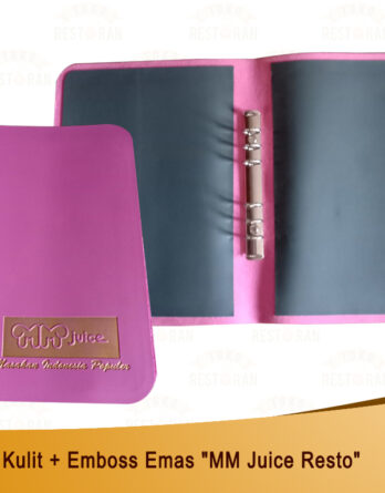 Cover menu Kulit + Embossed Logo Gold + Jilid Mekanik