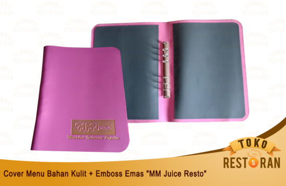 Cover menu Kulit + Embossed Logo Gold + Jilid Mekanik